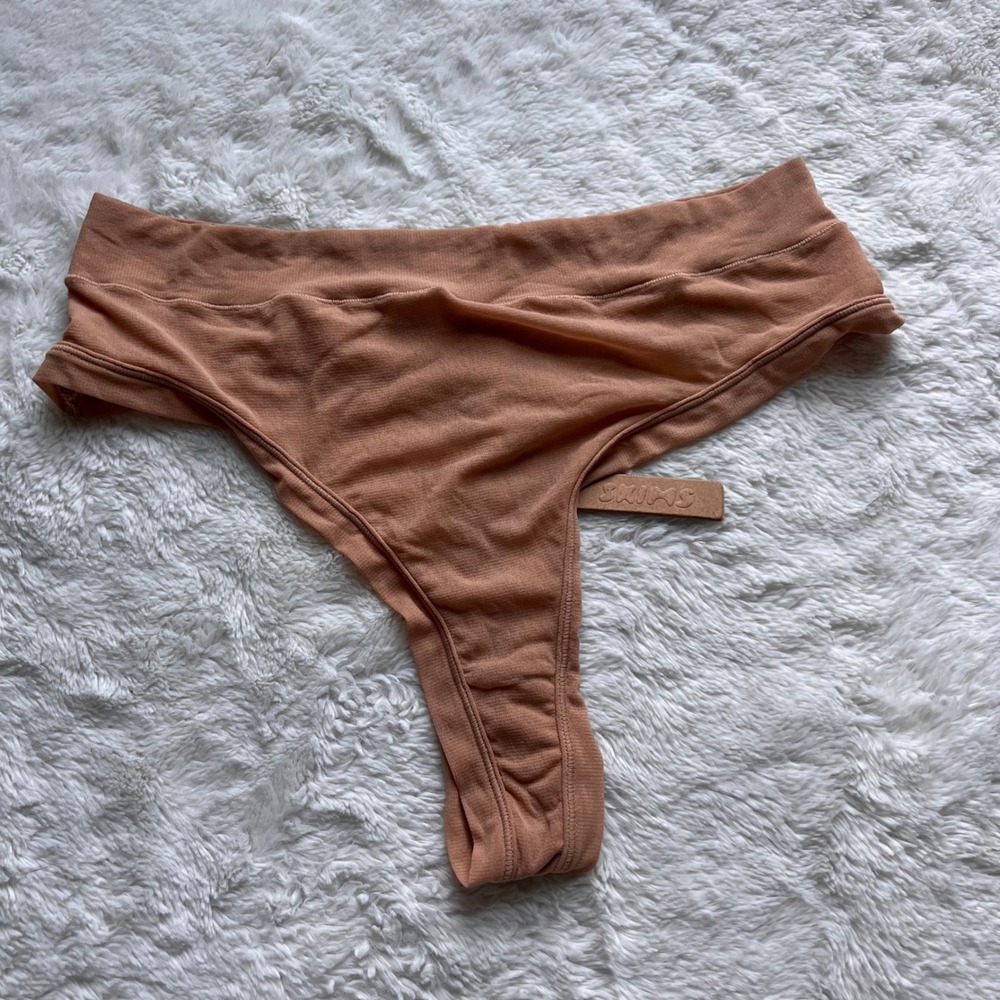 Skims Women's Ochre Ribbed High Cut Thong PN-THG-1635 Size 3X New With Tags